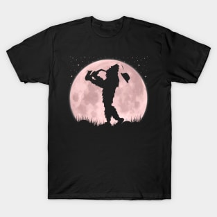 Bigfoot Playing Saxophone Full Moon T-Shirt